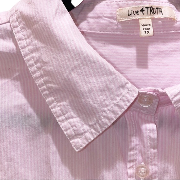 Love 4 Truth Button Down Pinstriped Long Sleeve Collared Blouse Pink & White 3X - Picture 4 of 9